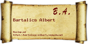 Bartalics Albert névjegykártya